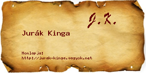 Jurák Kinga névjegykártya
